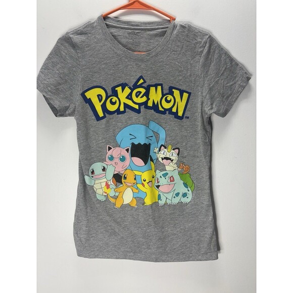 Pokémon Pikachu Charmander Squirtle Bulbasaur Graphic T Shirt Gray Cotton  Sz M - Picture 1 of 9